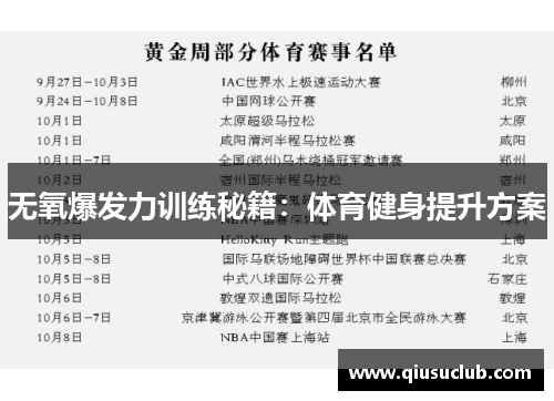无氧爆发力训练秘籍：体育健身提升方案
